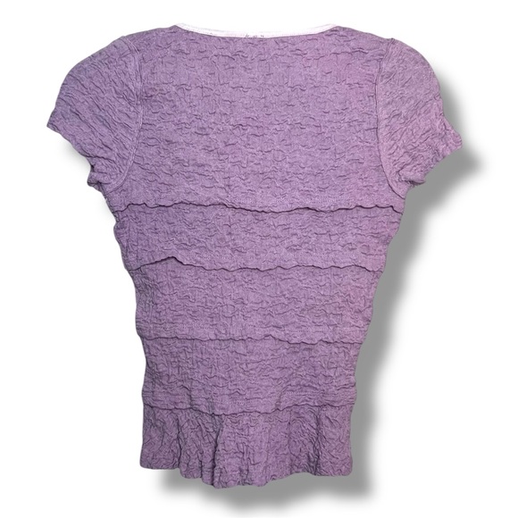 Free People Women’s Krystal Tee, textured V-neck t-shirt Tuscany Size: X-Small - Picture 2 of 5